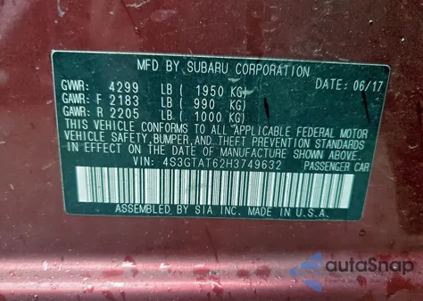 2017 Subaru Impreza Limited из США, поврежденный, VIN 4S3GTAT62H3749632